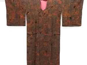 切りビロード　菊の葉模様ロング道行コート